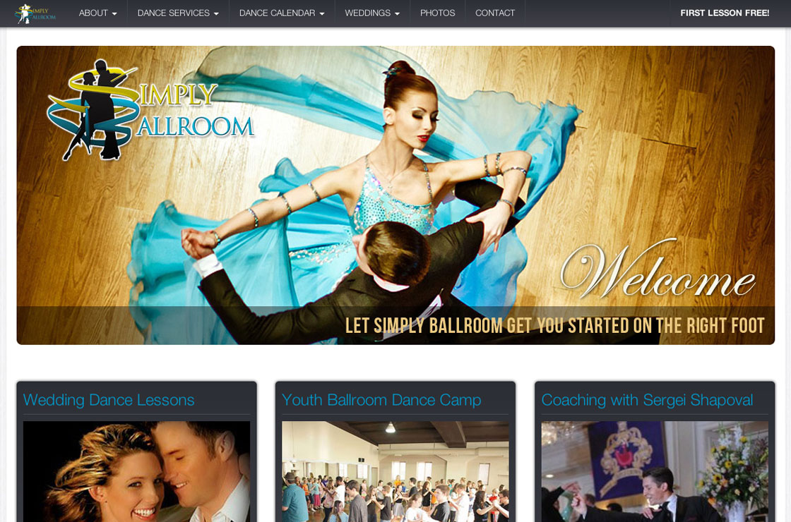 Simply Ballroom web design screenshot